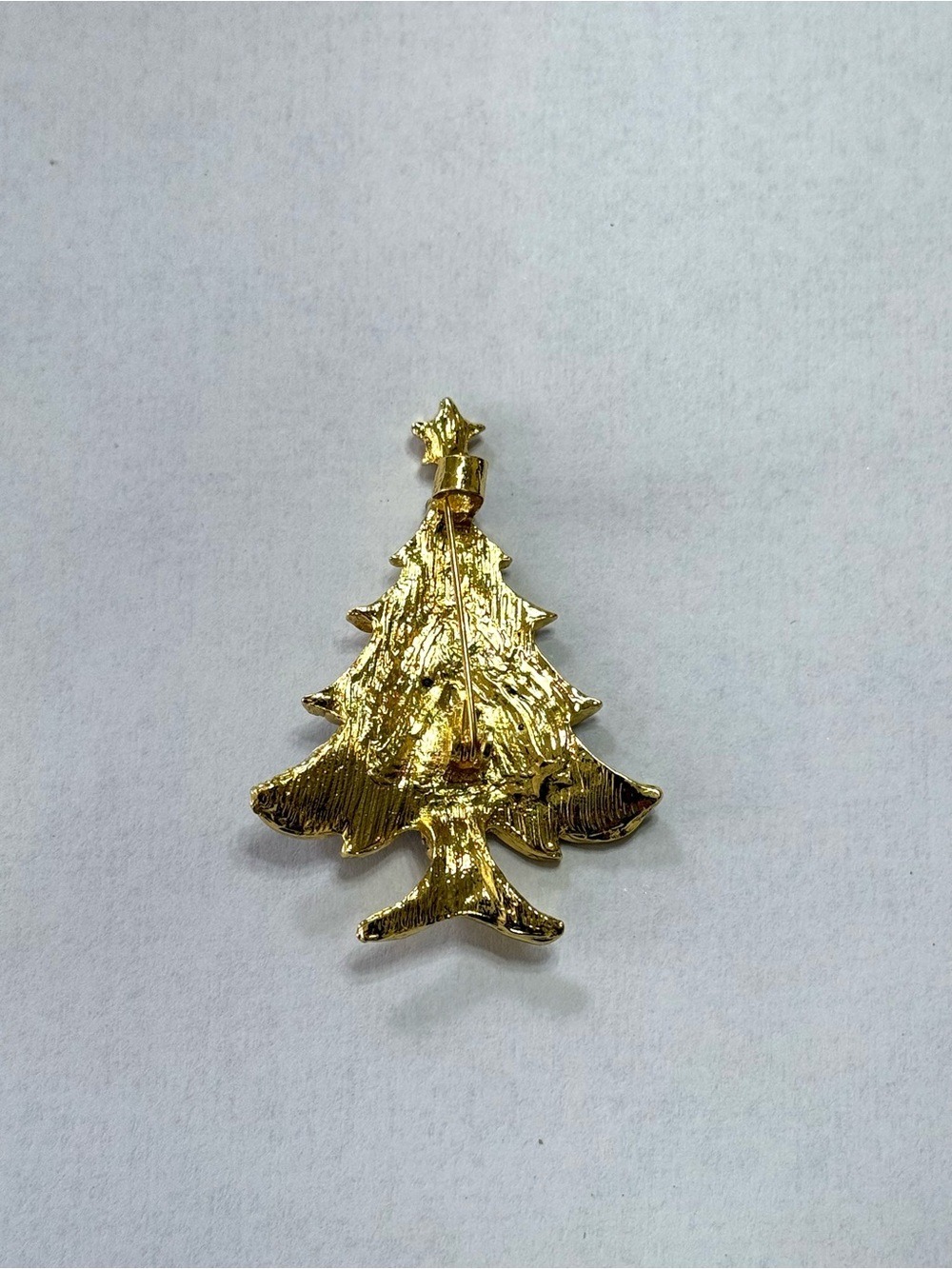 Gold-Tone Red Green Clear Crystal Christmas Tree Brooch New - Picture 3 of 4